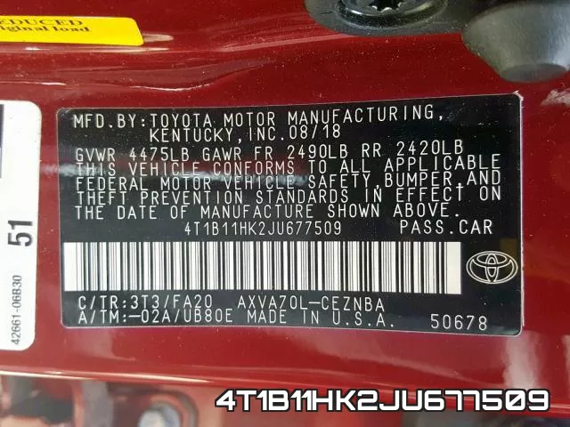 4T1B11HK2JU677509 фото 2