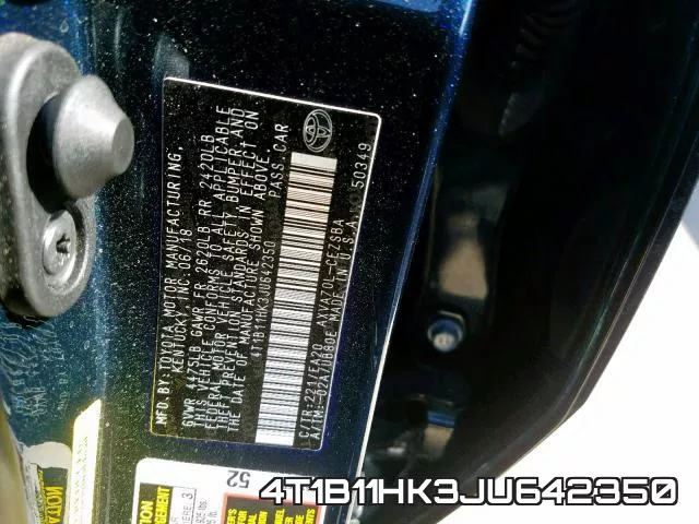 4T1B11HK3JU642350 фото 2