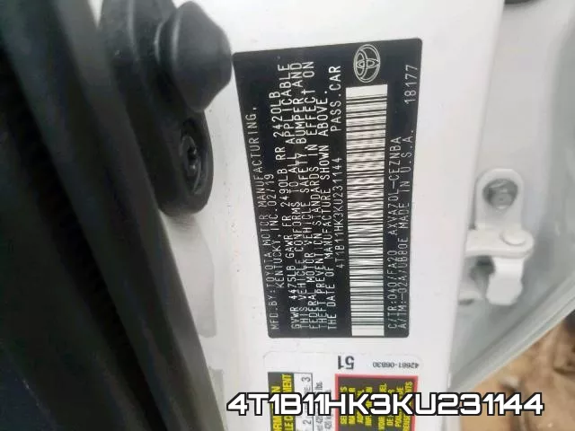 4T1B11HK3KU231144 фото 2