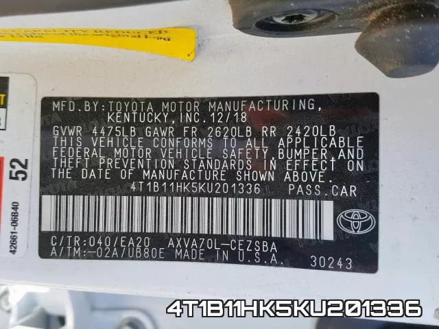 4T1B11HK5KU201336 фото 2
