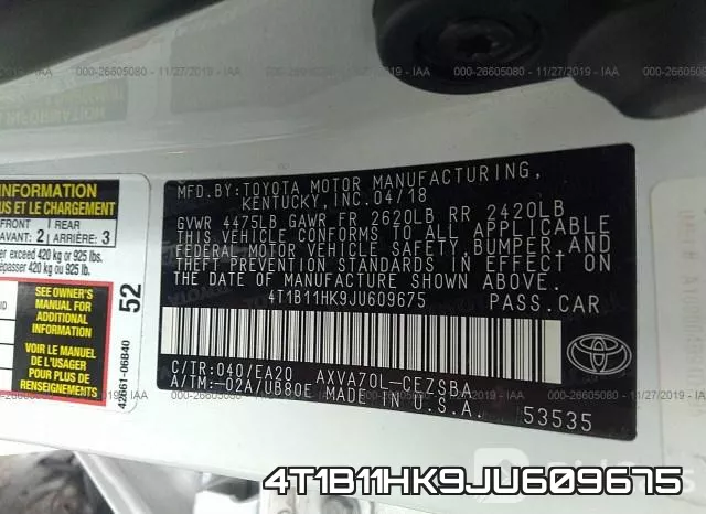 4T1B11HK9JU609675 фото 10