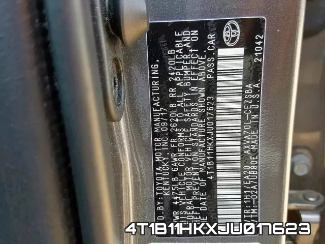 4T1B11HKXJU017623 фото 2