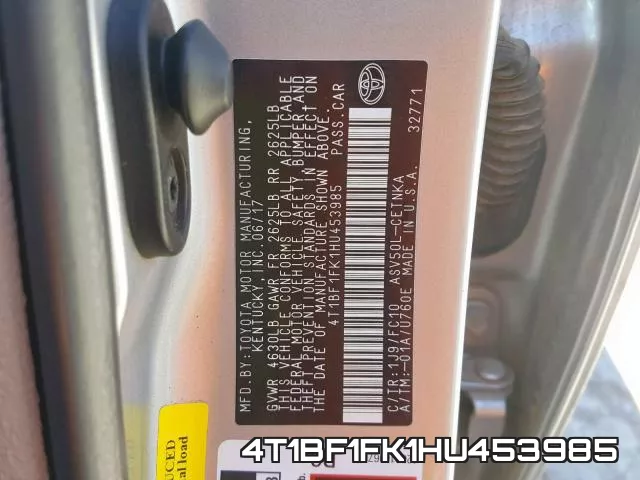 4T1BF1FK1HU453985 фото 2