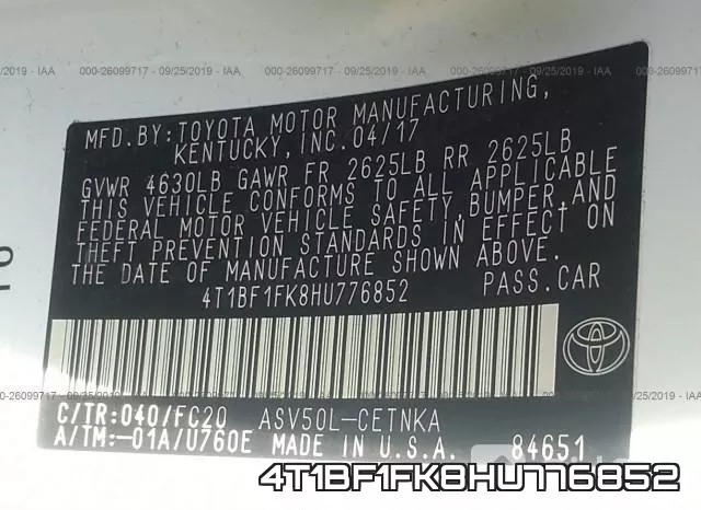4T1BF1FK8HU776852 фото 10