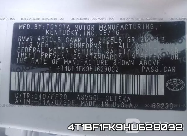 4T1BF1FK9HU628032 фото 10