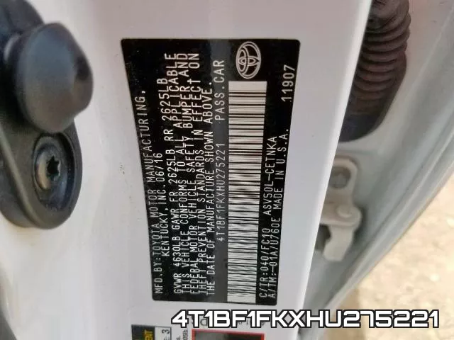 4T1BF1FKXHU275221 фото 2