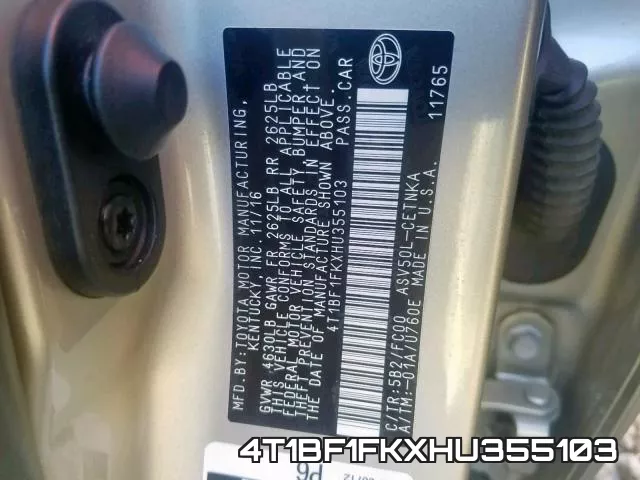 4T1BF1FKXHU355103 фото 2