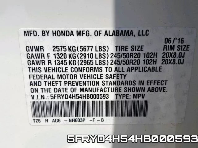 5FRYD4H54HB000593 фото 2