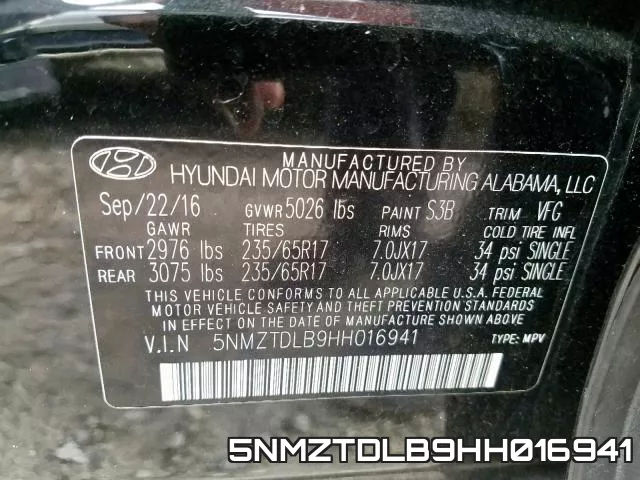 5NMZTDLB9HH016941 фото 2
