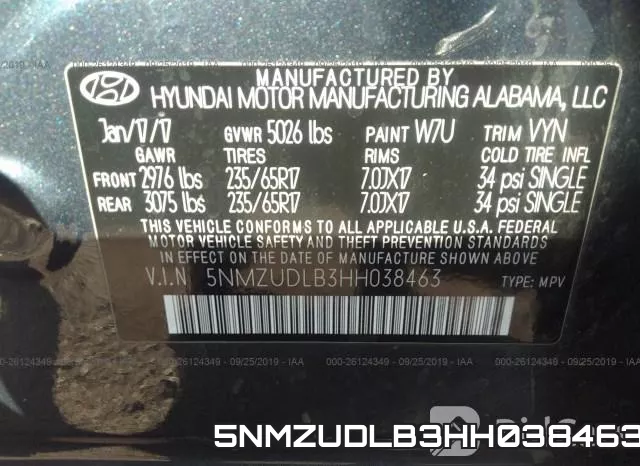 5NMZUDLB3HH038463 фото 10