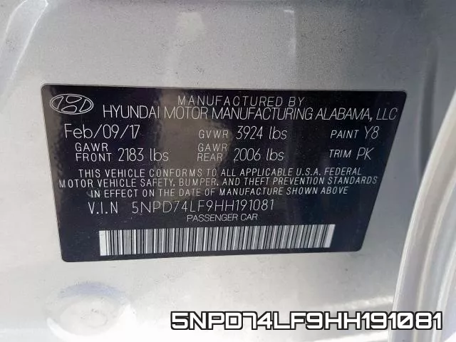 5NPD74LF9HH191081 фото 2