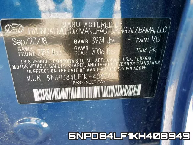 5NPD84LF1KH408949 фото 2