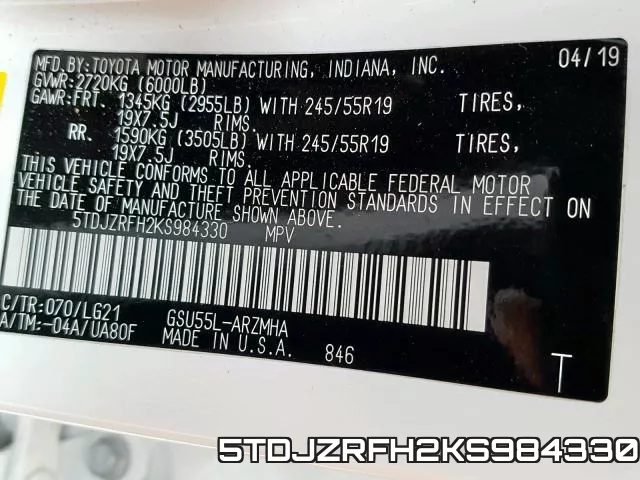 5TDJZRFH2KS984330 фото 2