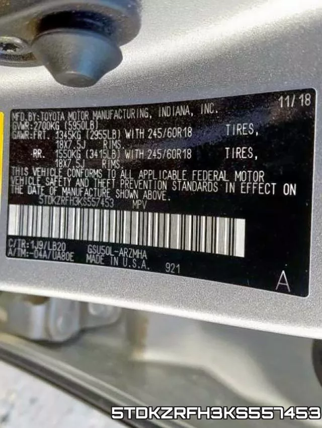 5TDKZRFH3KS557453 фото 2