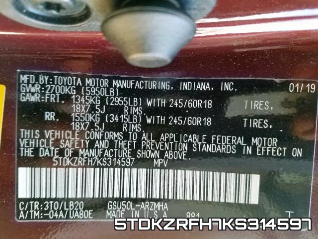 5TDKZRFH7KS314597 фото 2