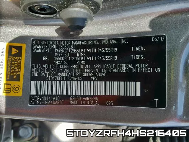 5TDYZRFH4HS216405 фото 2