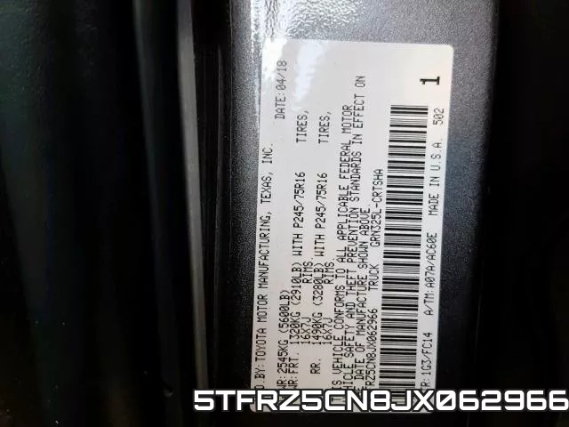 5TFRZ5CN8JX062966 фото 2
