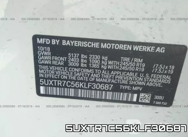 5UXTR7C56KLF30687 фото 10