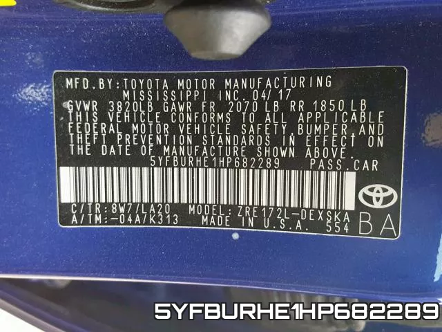 5YFBURHE1HP682289 фото 2