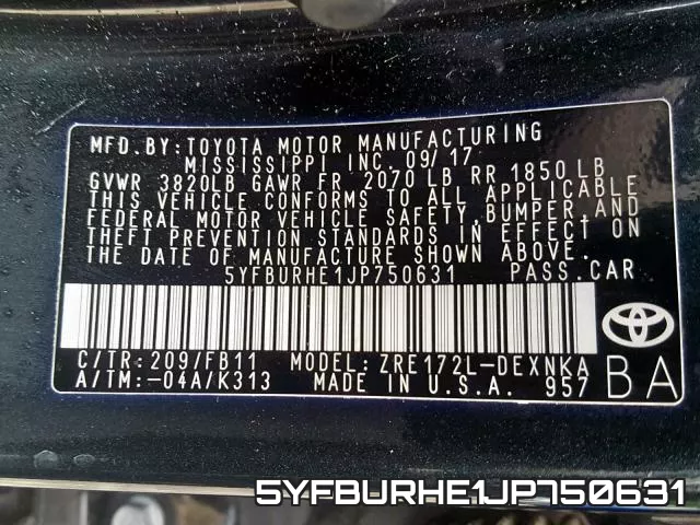 5YFBURHE1JP750631 фото 2