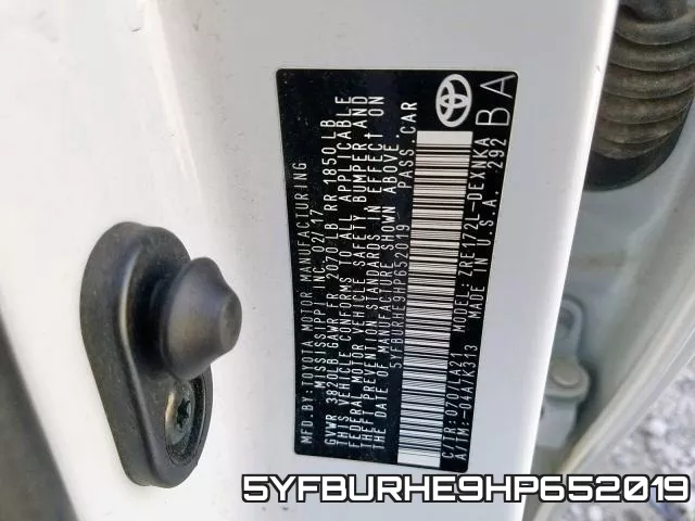 5YFBURHE9HP652019 фото 2