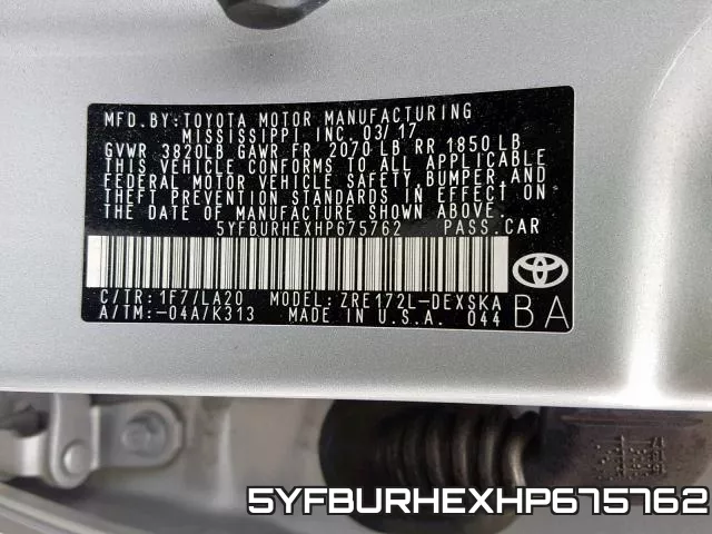5YFBURHEXHP675762 фото 2