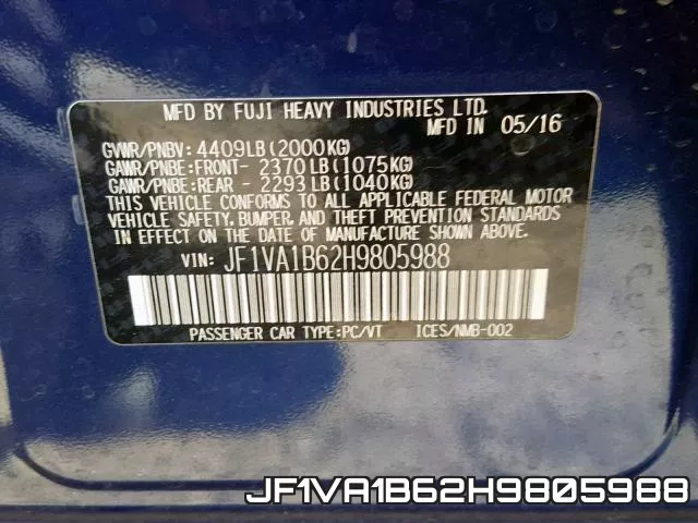 JF1VA1B62H9805988 фото 2