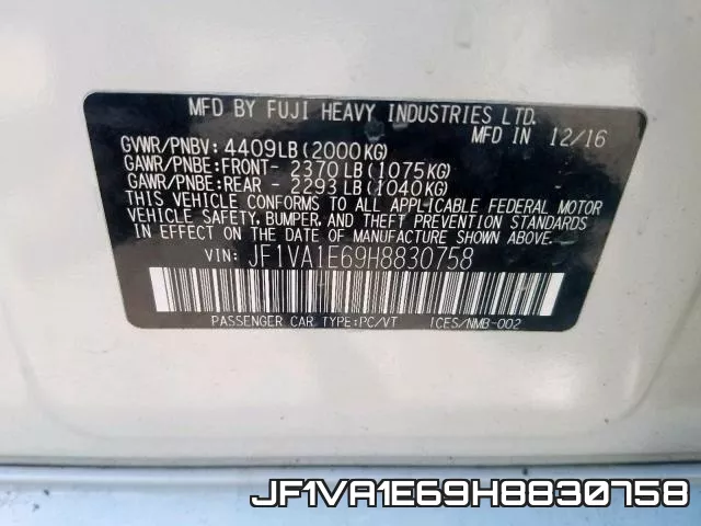 JF1VA1E69H8830758 фото 2