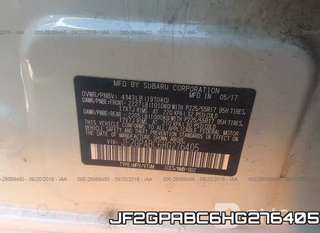 JF2GPABC6HG276405 фото 10
