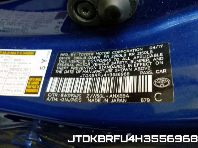 JTDKBRFU4H3556968 фото 2