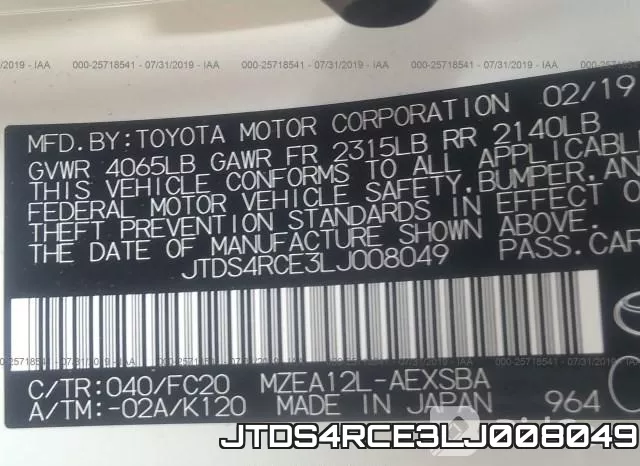 JTDS4RCE3LJ008049 фото 10