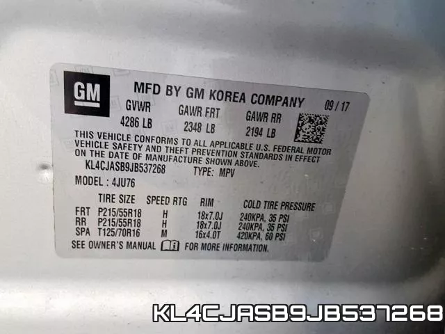 KL4CJASB9JB537268 фото 2