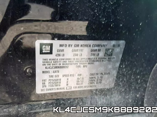 KL4CJCSM9KB889202 фото 2