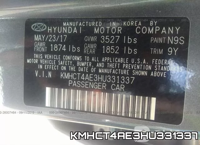 KMHCT4AE3HU331337 фото 10