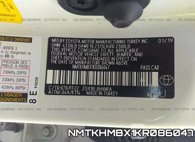 NMTKHMBX1KR086047 фото 10