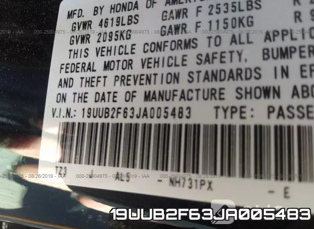 19UUB2F63JA005483 фото 10