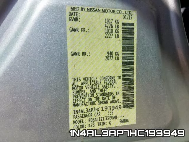 1N4AL3AP7HC193949 фото 2