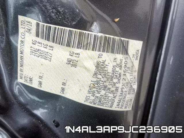 1N4AL3AP9JC236905 фото 2