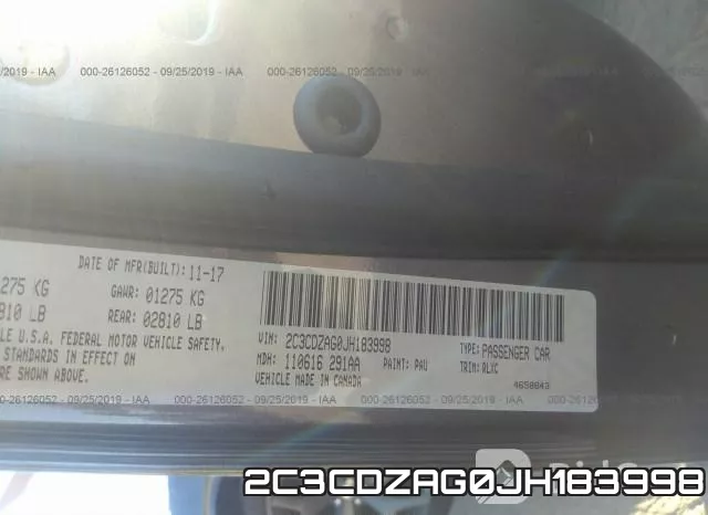 2C3CDZAG0JH183998 фото 10