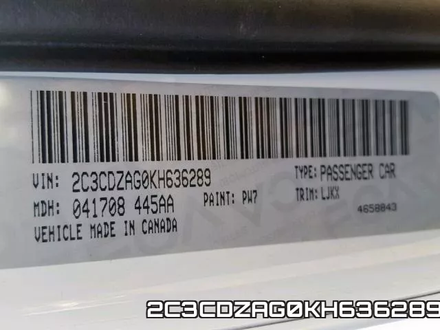 2C3CDZAG0KH636289 фото 2