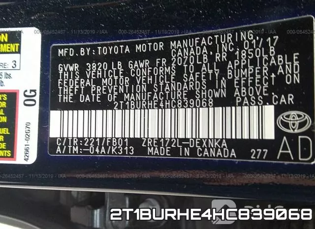 2T1BURHE4HC839068 фото 10