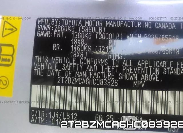 2T2BZMCA6HC083926 фото 10
