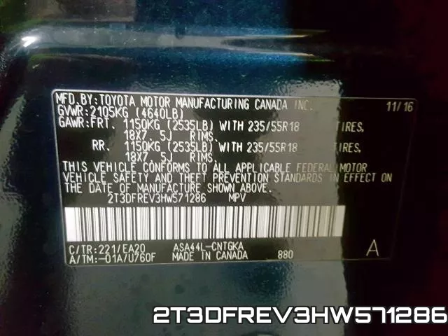 2T3DFREV3HW571286 фото 2