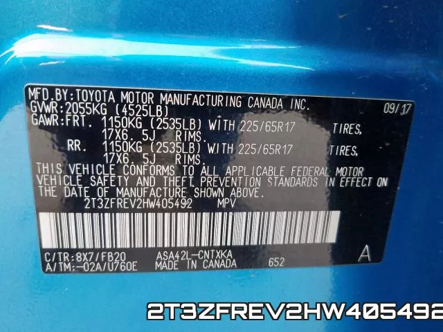 2T3ZFREV2HW405492 фото 2