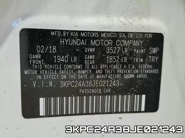 3KPC24A38JE021243 фото 2
