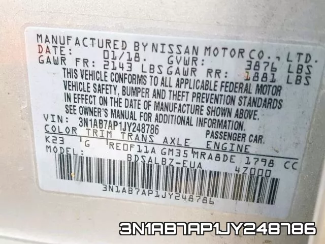 3N1AB7AP1JY248786 фото 2
