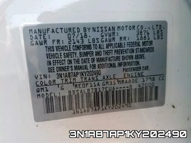 3N1AB7AP1KY202490 фото 2