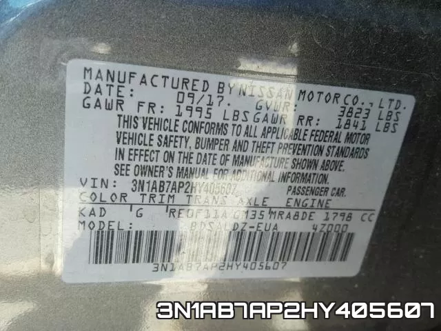3N1AB7AP2HY405607 фото 2