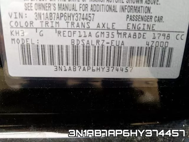3N1AB7AP6HY374457 фото 2