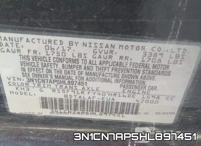 3N1CN7AP5HL897451 фото 10